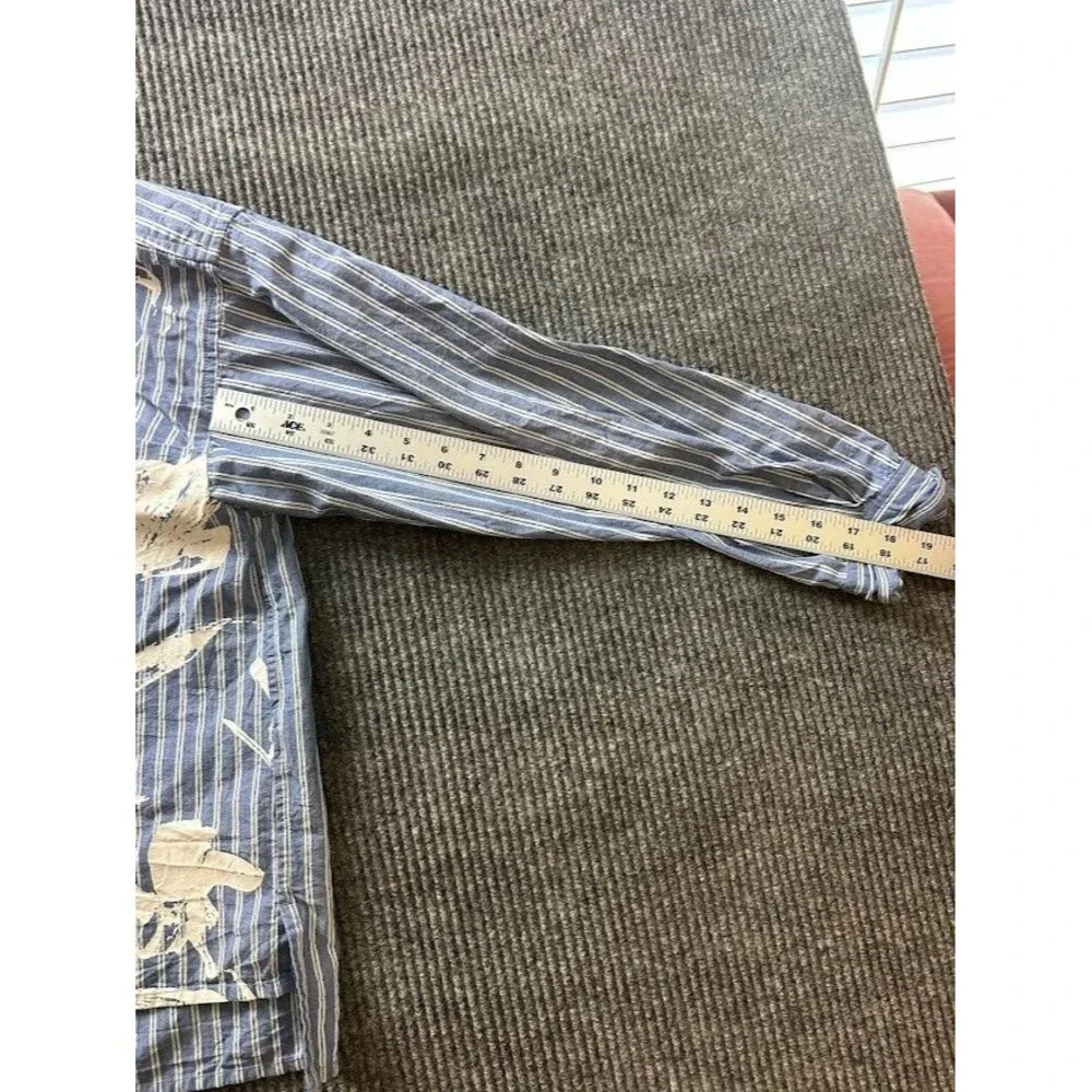 Anthropologie Maeve Alaina Swing Top Blue Floral Stripe Size S - Picture 5 of 6